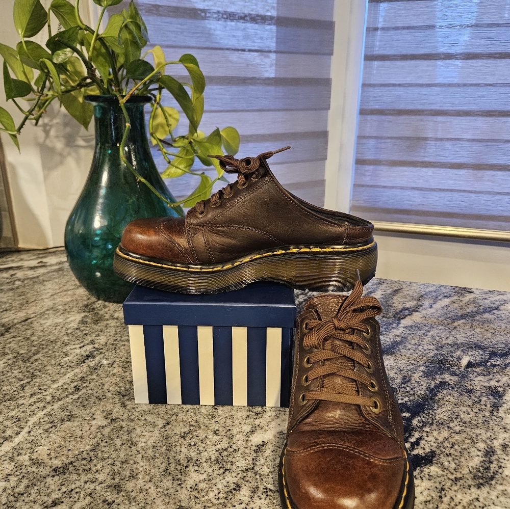 Vintage Brown Leather Doc Martens Mules